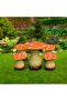 Cement Mushroom 4-Seater Outdoor Dining Set - Cream/Orange, 1 Year Warranty, Stylish & Durable