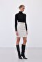 Button Detailed Mini Tweed Skirt - Stone - 4