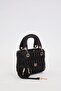 Black Embossed Patterned Handbag - 2