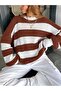 Women's Crew Neck Striped Oversize Knitwear Sweater Fmoda602