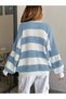 Women's Crew Neck Striped Oversize Knitwear Sweater Fmoda602 - 2