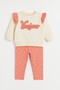 Baby Girl Bonjour Embroidered 2-Piece Set with Ruffle Detail on Sleeves, Sweatshirt and Pink Polka Dot Bottoms, 3-6-9-12 Months - 3