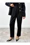 Women's Premium Pleated Buttoned Black Trousers