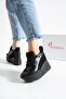 New Season Black Hidden Wedge Heel Sneakers Total Height 10 CM