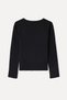 Women's Black V-Neck Long Sleeve T-Shirt - 2