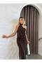 Halter Neck Sandy Fabric Dress