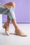 Comfortable Block Heeled Modern Ankle Strap Women's Shoes - 3