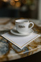 2 Pieces Coffee Presentation Napkins Gold Glitter Baroque 3 Cocktail Coffee Coasters Linen Mini Supla - 2