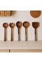 5-Piece Steel-Handled Serving Set - Acacia Serving Spoon Spatula Ladle Set Serving Set