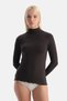 Dark Brown Modal Cashmere Turtleneck Long Sleeve Top