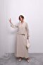Relaxed Fit V-Neck Top and Flowy Skirt Set D005 - Light Beige - 3