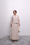 Relaxed Fit V-Neck Top and Flowy Skirt Set D005 - Light Beige - 2