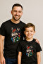 Men's Father Son Black Turkish States Stamped White Wolf T-Shirt - Meaningful Ethnic Design
