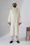 Embroidered Judge Collar Imam Robe, Prayer Robe with Snap-Pocket Silver Border - Cream - 6