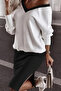 New Season Women's Long Sleeve V-Neck Viscose Two Thread Blouse and Mini Skirt Two-Piece Set - 5