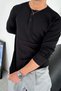 Black Corduroy Button down Collar Relaxed Long Sleeve T-Shirt - 4