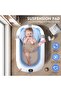 Baby Foldable Bathing Tubs with Soft Bathmat Cushion & Thermometer, NewBorn Babybath Tub with Drain Hole, Non-Slip Support Leg for 0-6 Years Boy Girl (Blue) - 2