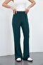 Nira Women's Maxi Length Flared Trousers-Emerald Green - 6