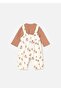Baby Girl Patterned Jumpsuit Body Set Cream 2606 - 3