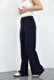Nira Women's Maxi Length Flared Trousers - Navy Blue