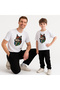 Men's Father Son White Turkish States Stamped White Wolf T-Shirt - Meaningful Ethnic Design