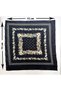 Black Beige Edge Line Middle Flower Pattern Detailed 100% Cotton Voile Bandana Scarf - 2