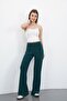 Nira Women's Maxi Length Flared Trousers-Emerald Green - 7