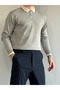 Old Money Premium Long Sleeve Men's Knitwear Sweater Gray