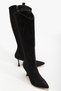 Women's Boots - Zippered Heeled Long Pointed Toe Faux Leather Embossed Embroidered Floral - 6