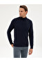 Navy Blue Melange Slim Fit Half Turtleneck Basic Knitwear Sweater 50315457-Vr120 - 3