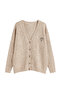 6953 Women's Oversize Wool Blend Premium Heart Embroidered Cardigan Beige