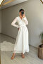 Women Long Sleeve Belted Maxi Chiffon Dress Nm001 - 2