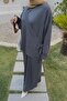 Drawstring Hijab Dress Smoked - 3