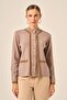 Women's Stripe Detailed Knitwear Cardigan Milk Coffee 25199