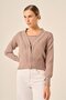 Women's Stripe Detailed Knitwear Cardigan Milk Coffee 25004 - 2