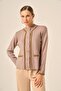 Women's Stripe Detailed Knitwear Cardigan Milk Coffee 25199 - 2