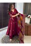 Maroon Chinnon Silk Top Palazzo & Dupatta - HRT3538 | Maroon - 2