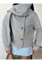 Women's Shawl Detailed Stand Collar Pocketed Jacket Coat - 3