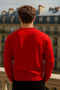 Men's Crew Neck Oversize Red Sweater - 6