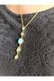 Zircon Stone, Y Model Turquoise Steel Necklace