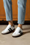 White Black Striped Unisex Casual Sneaker Shoes - 3