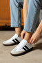 White Black Striped Unisex Casual Sneaker Shoes