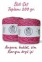 2 Layers of Fuchsia Colored Angora Mixed with 1 Layer of Ecru Boucle and Silver Glitter Mixed Design Knitting Yarn (200 Gr.)