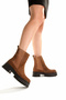 Tan Genuine Suede Leather Women's Chelsea Boots with Elastic Sides |   Thick Sole |   Comfortable & Stylish - 5