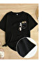 Women's Black Cute Cats Printed Oversize T-Shirt