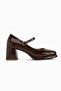 Junis Brown Patent Leather Women's Platform Heeled Shoes - 2