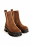 Tan Genuine Suede Leather Women's Chelsea Boots with Elastic Sides |   Thick Sole |   Comfortable & Stylish - 8