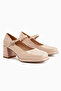 Junis Beige Patent Leather Women's Platform Heeled Shoes - 3