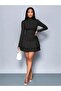 Women's Long Sleeve Turtleneck Mini Ruffle Sandy Dress