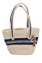 Jutty Handmade Straw Beach Bag with Zipper Shoulder Strap Summer Tote Bag Blue Striped Sailor Style - 2